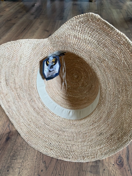 SUN ‘n’ SAND Accessorize Woven Raffia Sun Hat - Tan wide Brim UPF 50+ Bow Shell main image 12